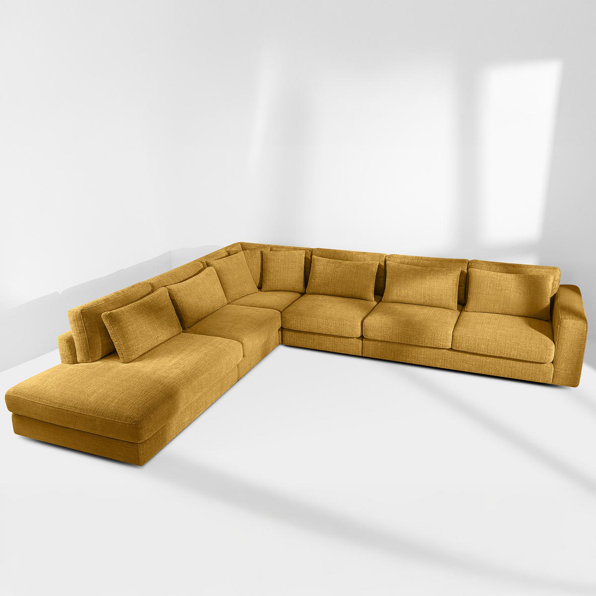 ECKSOFA XL links VERUS - Gelb, Holz/Holzwerkstoff (377/328cm) - KONSIMO®
