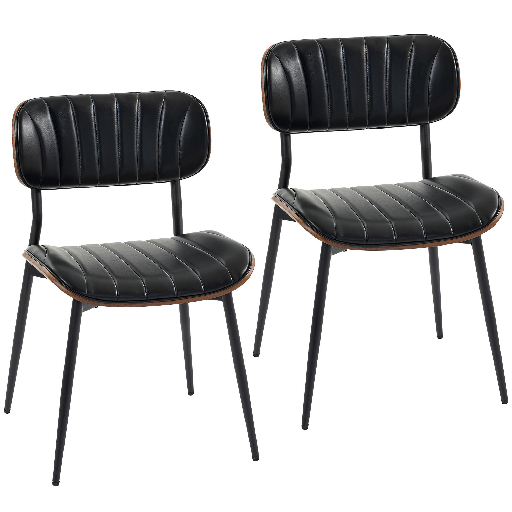 ESSZIMMERSTÜHLE 2er Set Kunstleder Formholz Schwarz - Schwarz, Leder/Holzwerkstoff (49.5/80/49.5cm) - HOMCOM