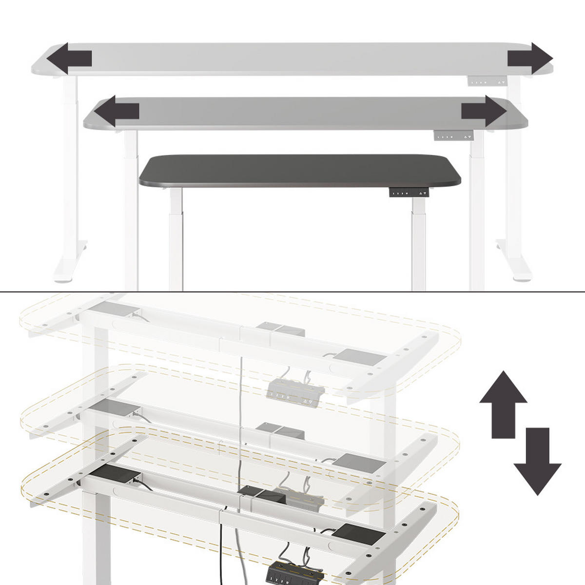 PSACÍ STŮL Elevate Bílá/antracitová - bílá, kompozitní dřevo (60/120/120cm) - Vicco