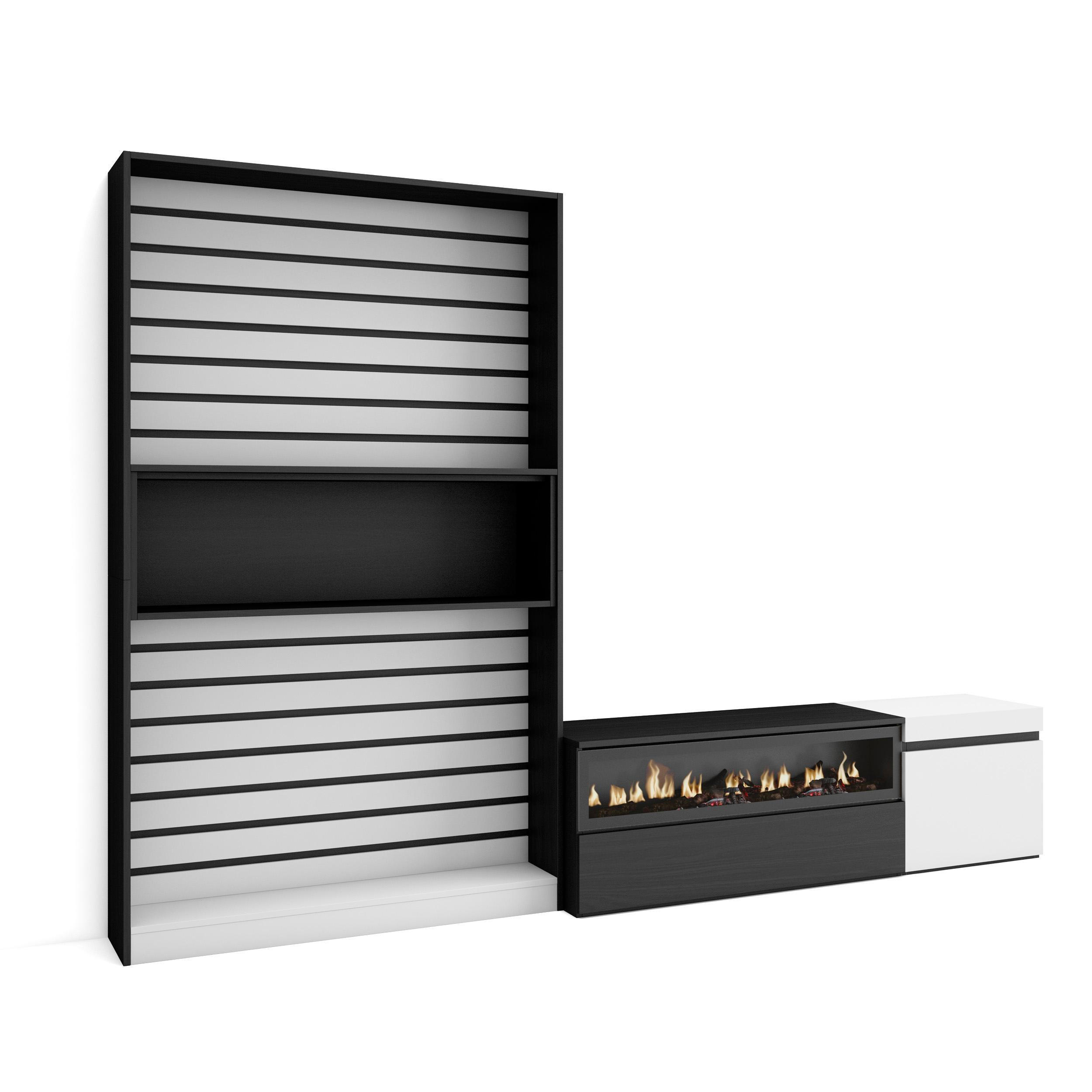 Skraut Home Wohnwand Weiß, Schwarz 260x186x35 cm