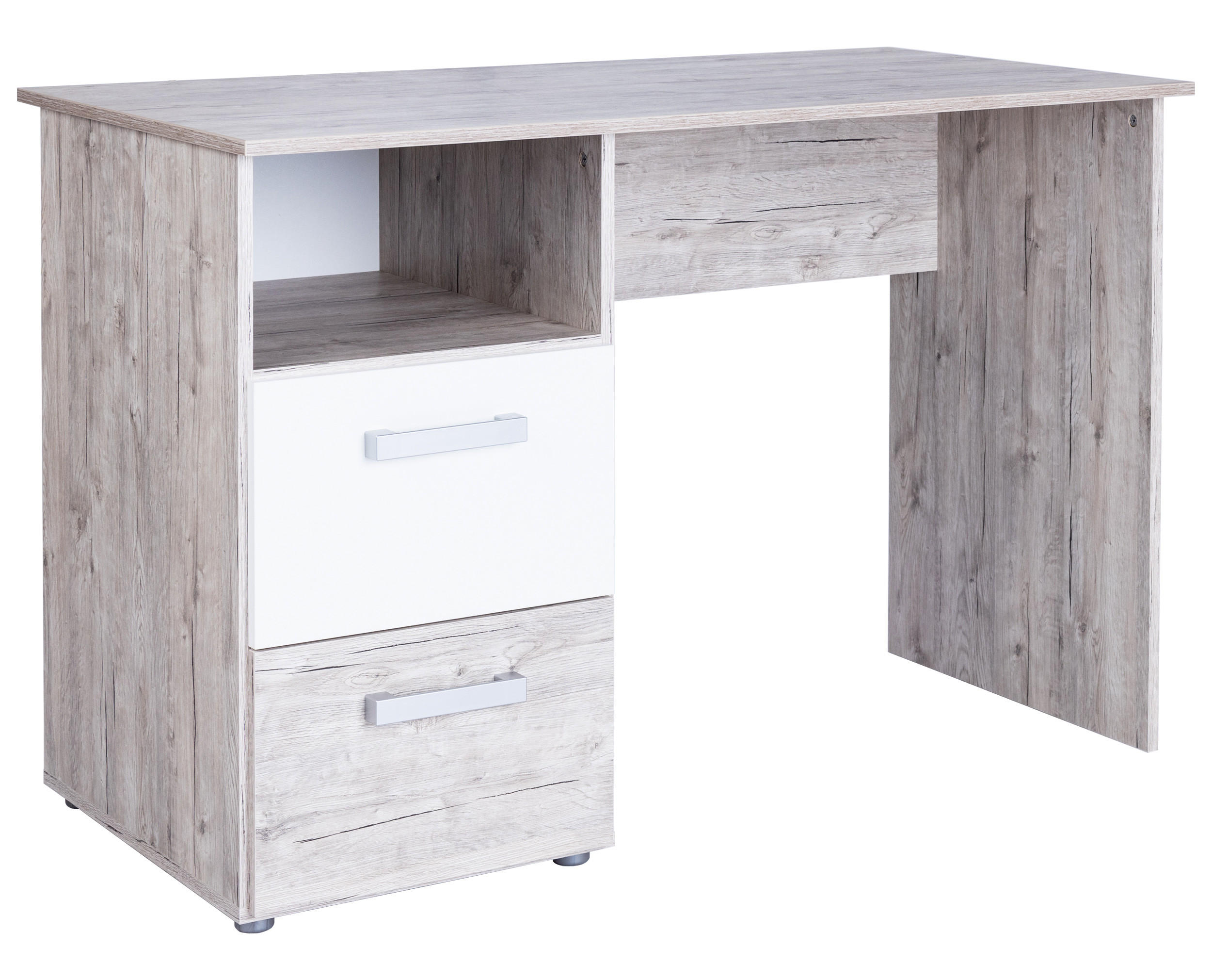 SCHREIBTISCH Bente mit 2 Schubkästen - Eichefarben/Weiß, Holzwerkstoff (115/77/60cm) - arthur berndt