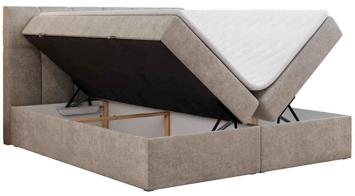 BOXBETT RICO 160/200 Beige Struktur - H3 - Beige, Holz/Textil (160/200cm) - MKS