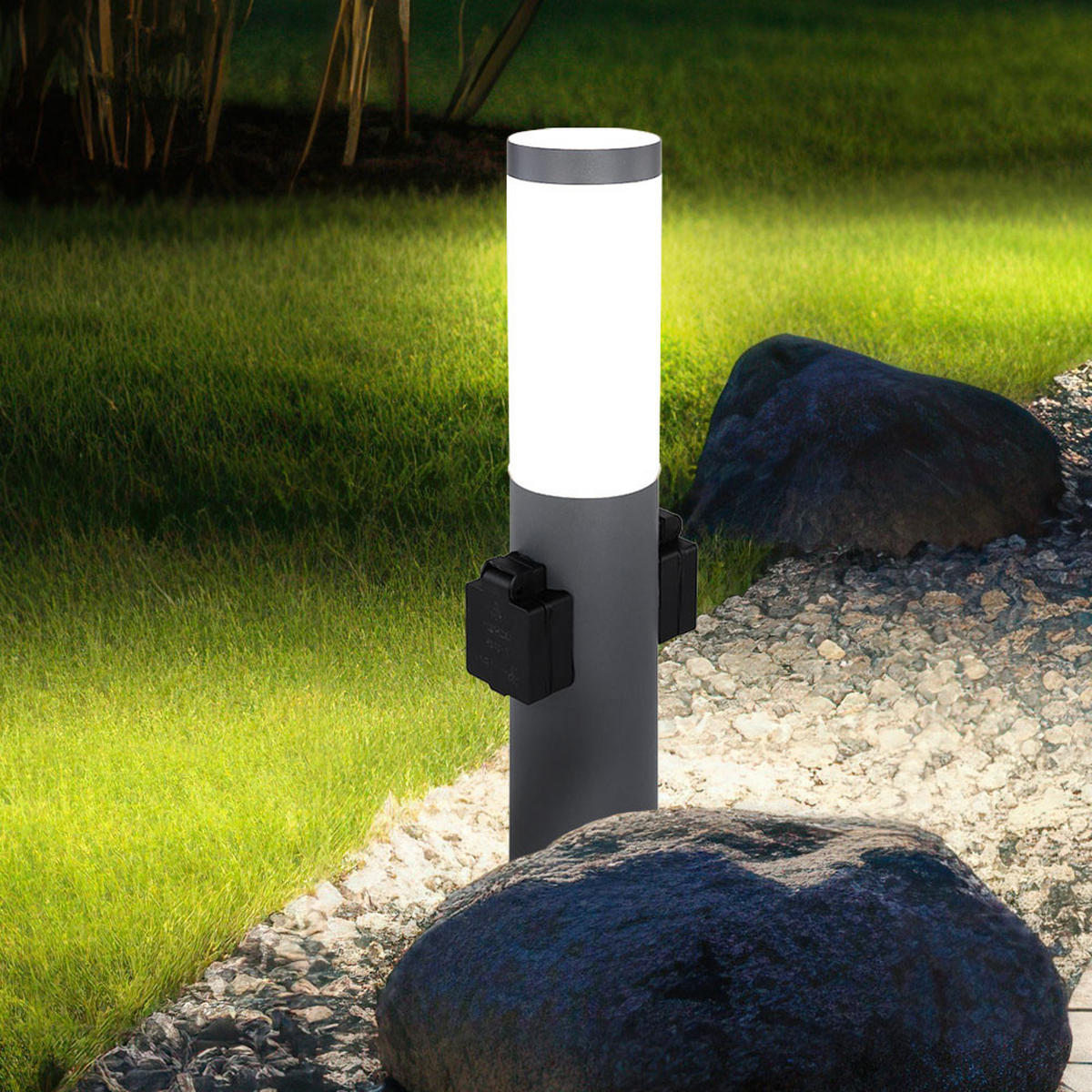 LED SOCKELLEUCHTE BOSTON Edelstahl Anthrazit - Anthrazit, Metall (12.7/12.7/45cm) - Globo Lighting
