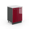 KÜCHENUNTERSCHRANK Fame-Line Bordeaux Hochglanz 60 cm, AP Marmor - Bordeaux/Anthrazit, Holzwerkstoff (60/82/60cm) - Vicco