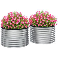 HOCHBEET-SET DE-12184 2er-Set rund, Ø90/56 cm, offener Boden Silber - Silberfarben, Metall (90/56/90cm) - ComfortXL