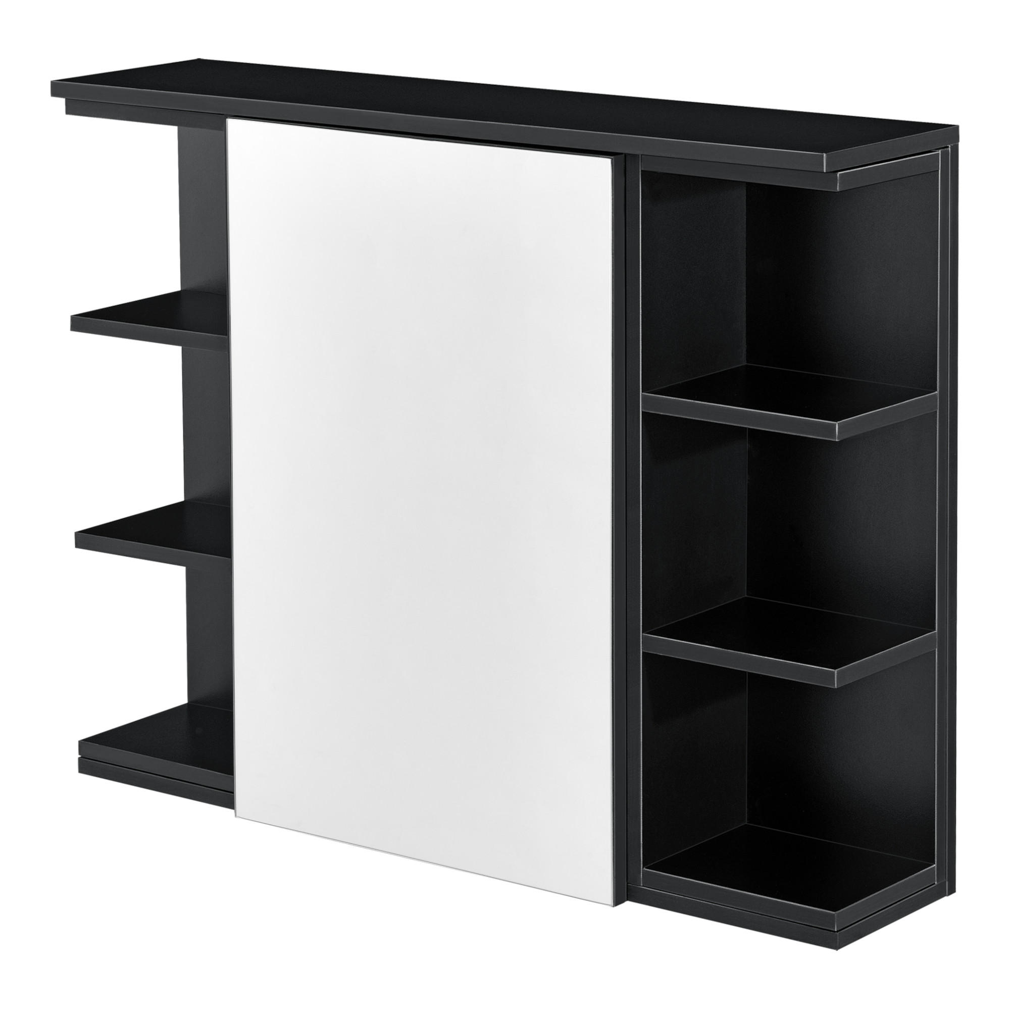 SPIEGELSCHRANK Harstad - Schwarz, Holzwerkstoff (80/64/20cm) - [en.casa]