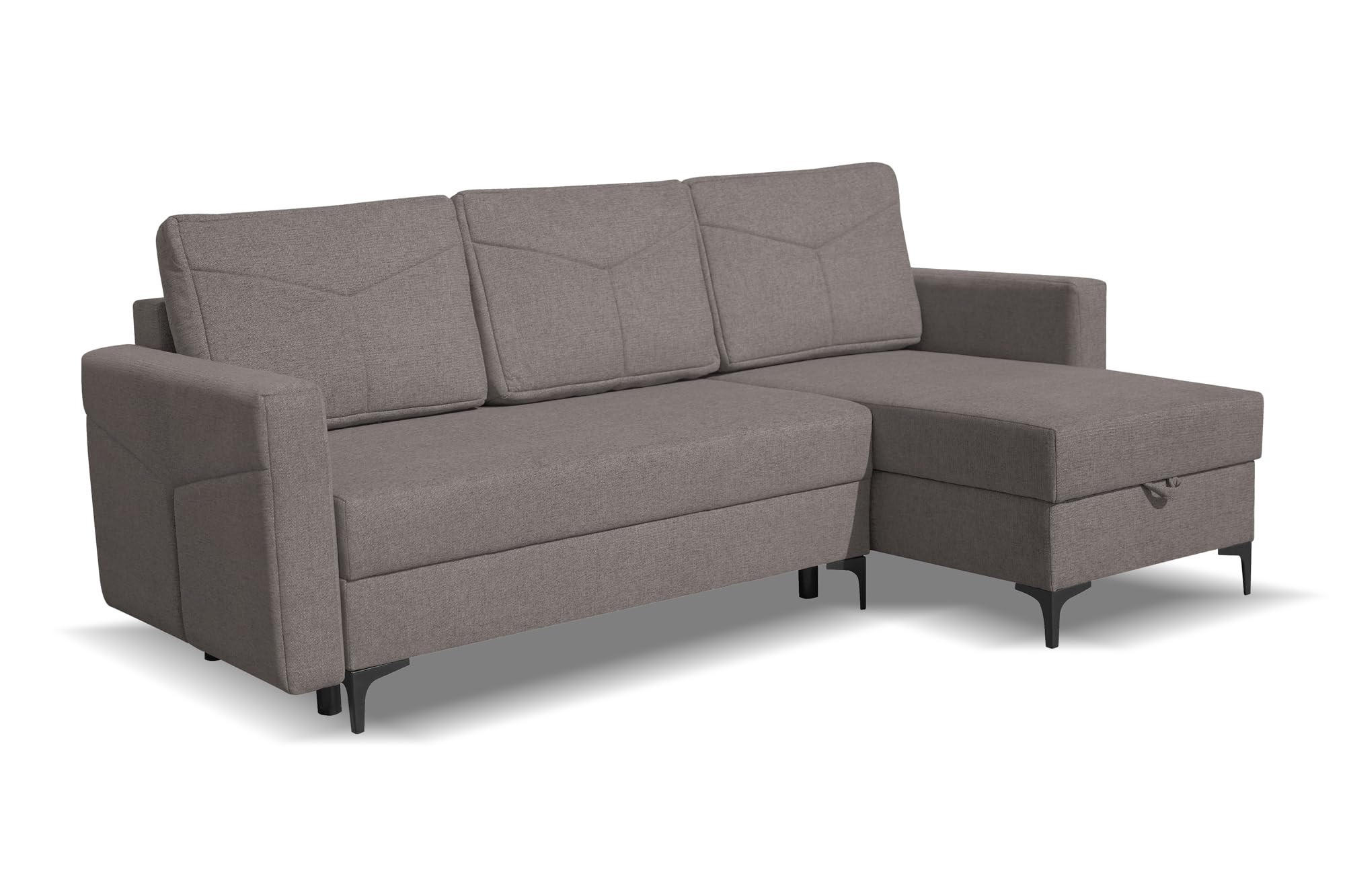 ECKSOFA KAIRO mit Schlaffunktion und Zwei Bettkasten (Braun) - Braun, Textil (230/150cm) - VENASI MÖBEL
