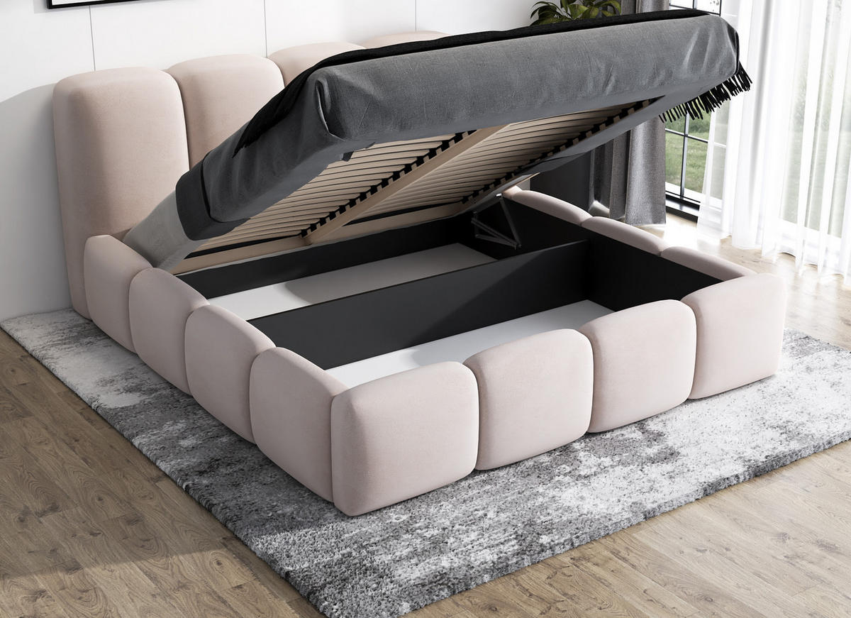 POLSTERBETT LUMO 120x200 Rosa - Rosa, Textil (120/200cm) - A&J MöbelLand