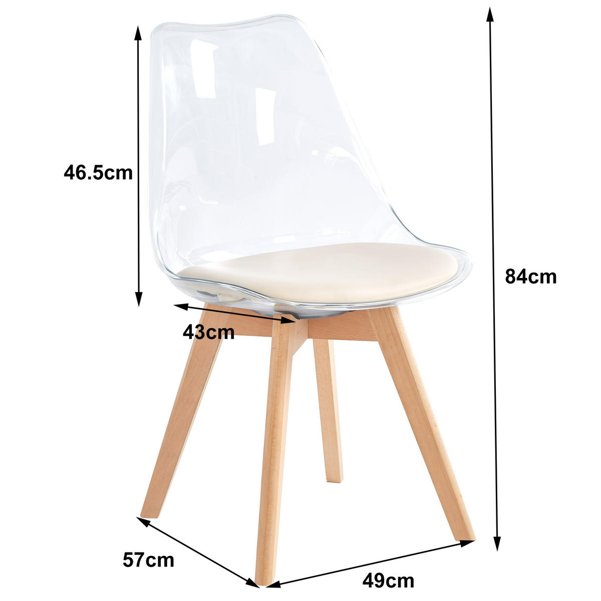 STUHL 4er-Set ABS Beige - Beige, Kunststoff (49/84/57cm) - Nordlys