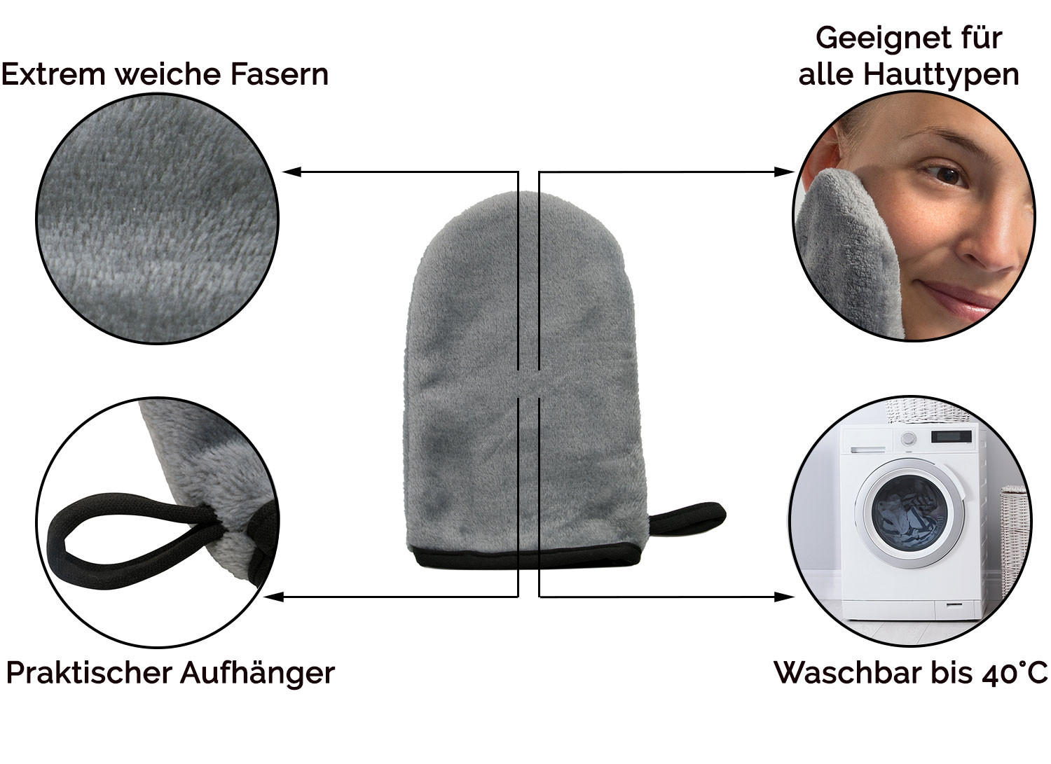 WASCHHANDSCHUH, 3er-Set, 20x13 cm, 80% Polyester, 20% Polyamid, Grau - Anthrazit, Textil (13/20cm) - Zollner24
