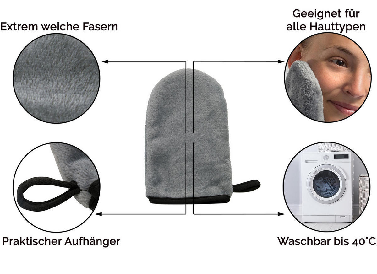 WASCHHANDSCHUH, 3er-Set, 20x13 cm, 80% Polyester, 20% Polyamid, Grau - Anthrazit, Textil (13/20cm) - Zollner24