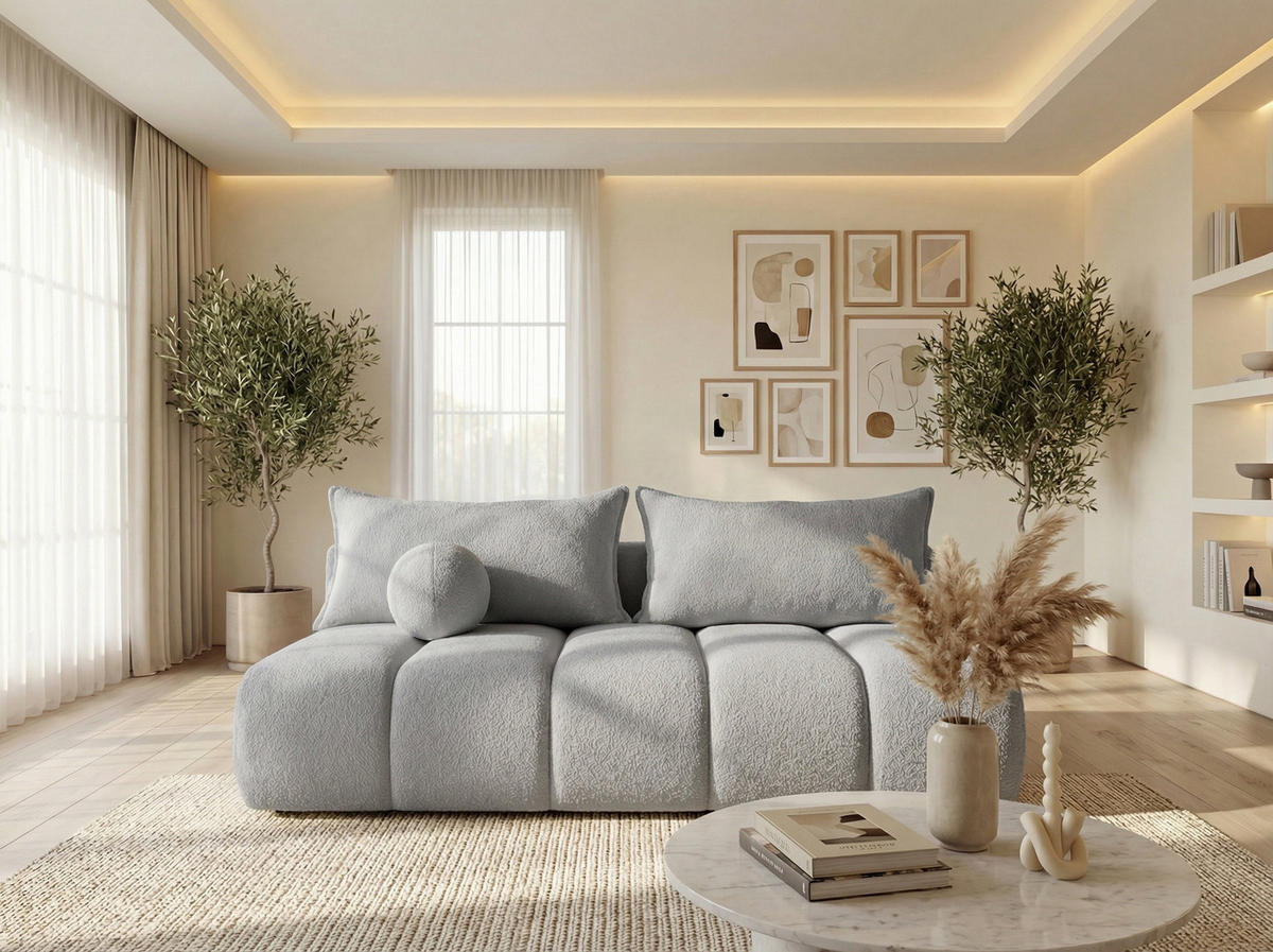 SCHLAFSOFA Milla mit Bettkasten, Hellgrau 205/97/103 cm - Hellgrau/Grau, Textil/Metall (205/97/103cm) - WFL GROUP
