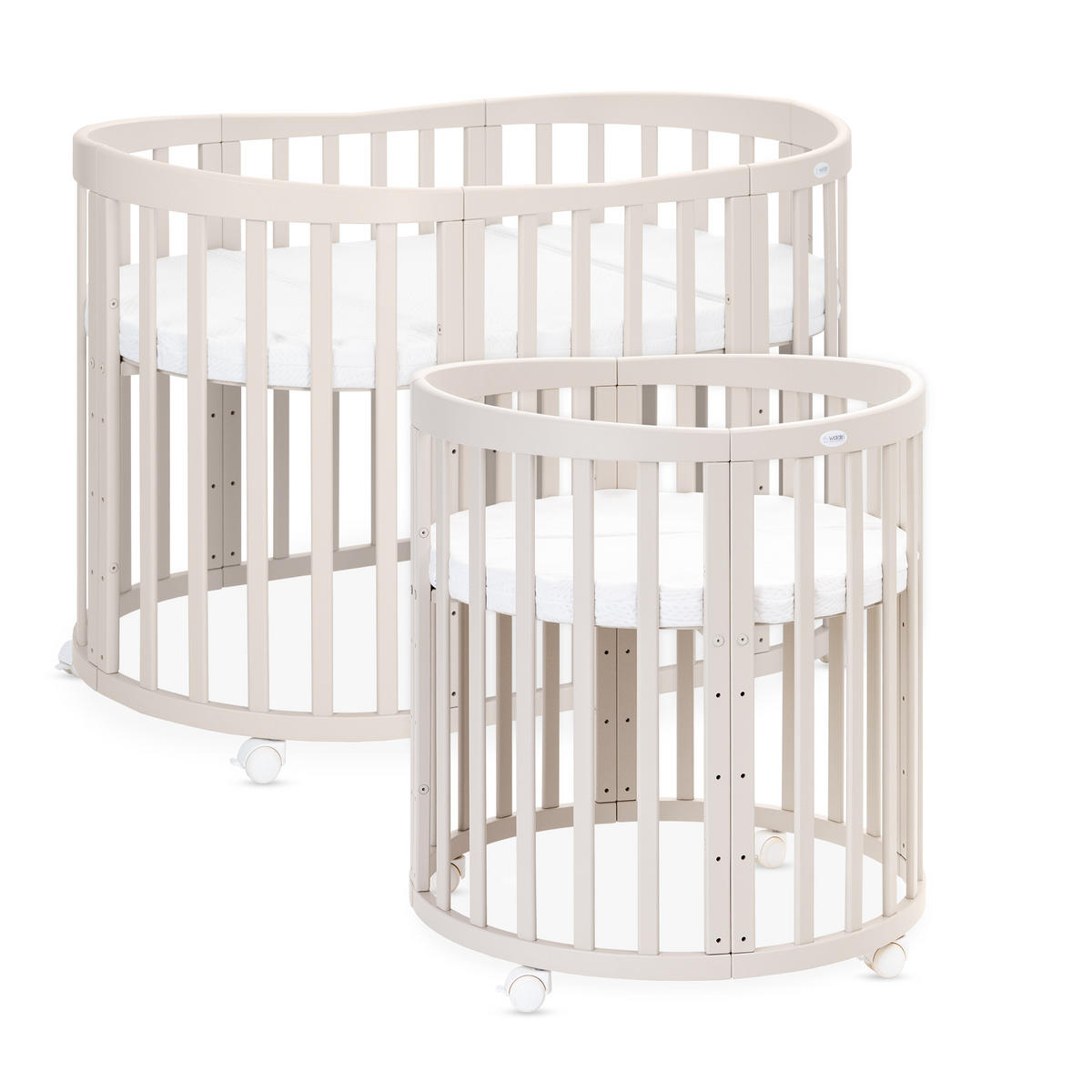 PĂTUȚ bebe Cașmir oval 7in1 cu saltea - cașmir, material textil/lemn (73/125cm) - waldin