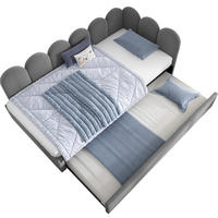 KINDERBETT Polsterbett 90/200 cm aus Samt mit ausziehbarem Gästebett Grau - Grau, Textil (90/200cm) - Modenvie