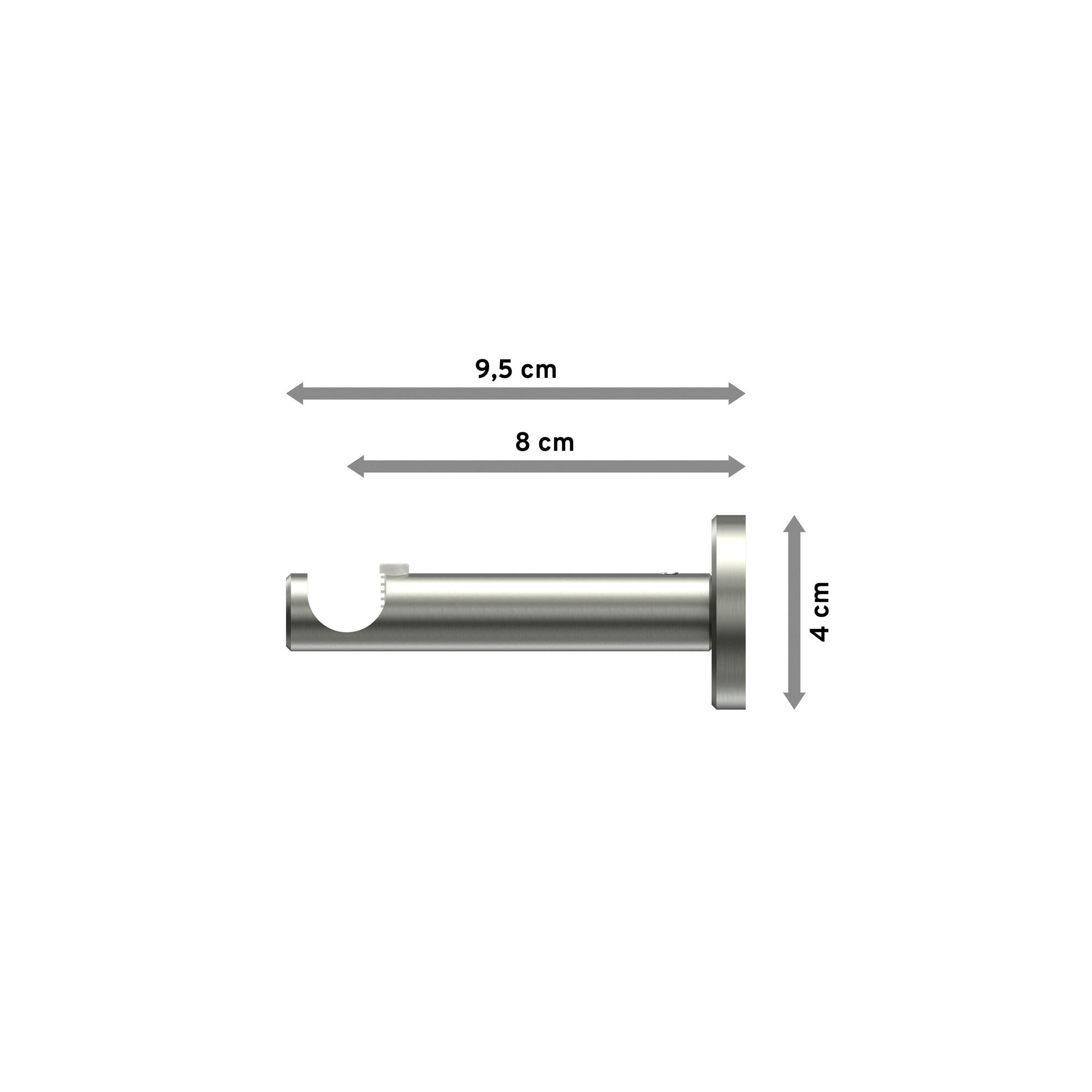 TRÄGER FÜR GARDINENSTANGEN 16 mm Ø, Medium 1-läufig, Edelstahl-Optik - Edelstahlfarben, Metall (9.3/4/4cm) - INTERDECO