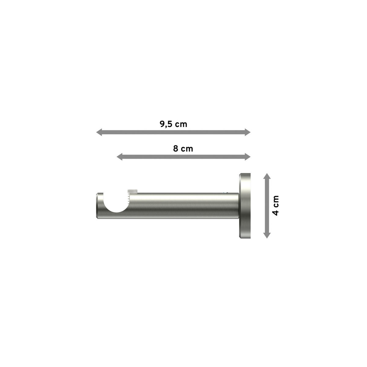 TRÄGER FÜR GARDINENSTANGEN 16 mm Ø, Medium 1-läufig, Edelstahl-Optik - Edelstahlfarben, Metall (9.3/4/4cm) - INTERDECO