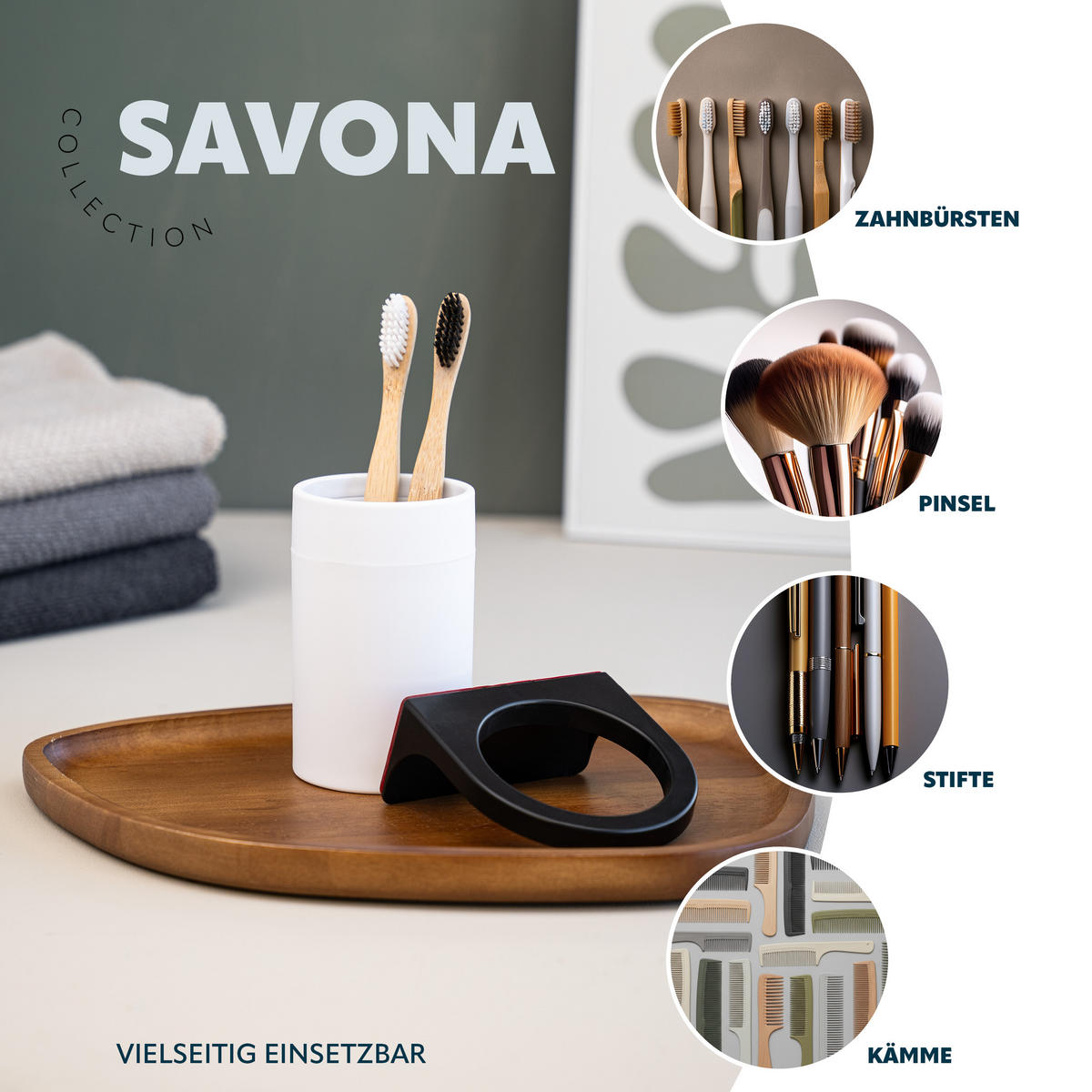 BADACCESSOIRESET SAVONA Softtouch (2er-Set) - Weiß, Kunststoff (7/16/9cm) - bremermann