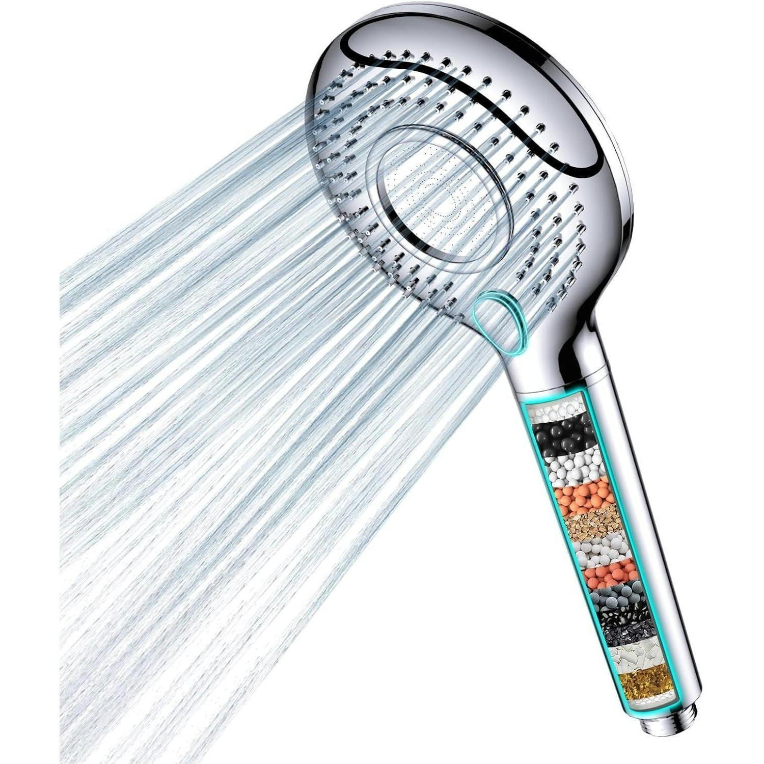 HANDBRAUSE mit Filter 3 Strahlarten Silber - Silberfarben, Metall (9/12.7/27cm)