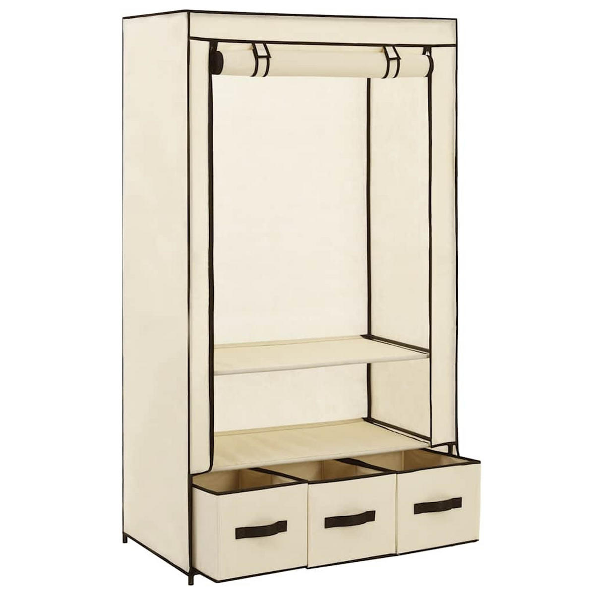 STOFFSCHRANK mit 3 Schubladen, 1 Rolltür 87/49/159 cm Creme - Creme, Holz/Textil (87/159/49cm) - vidaXL
