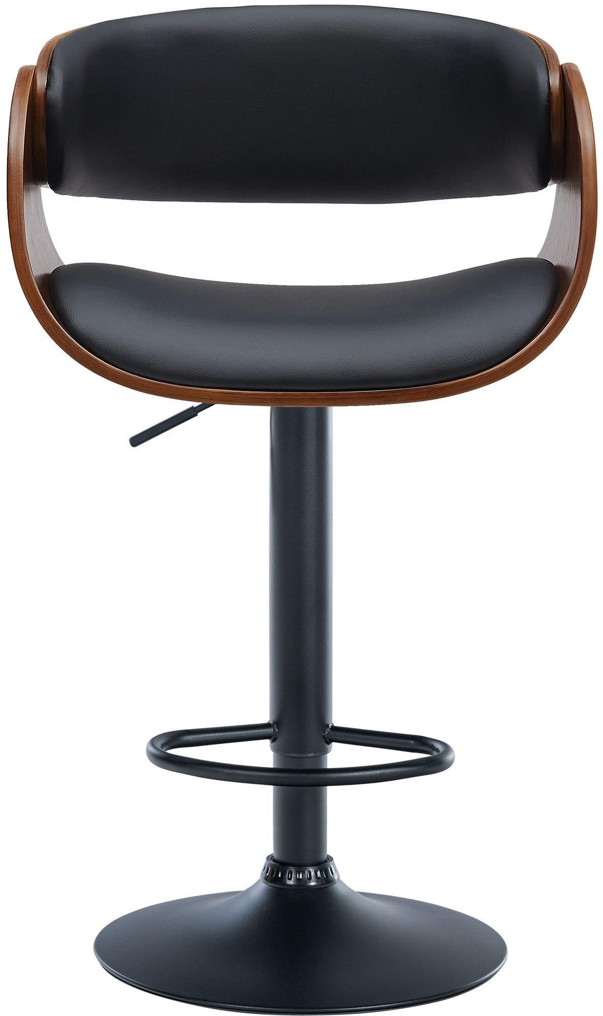 BARHOCKER Portmore 52x52x87-108 cm Walnuss/Schwarz - Nussbaumfarben, Leder (52/87/52cm) - furnicato