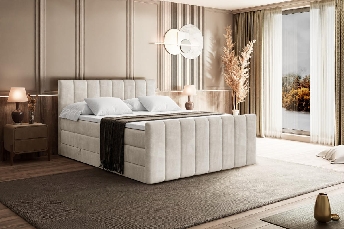 BOXSPRINGBETT OTTA-Z KING - 180x200 - H3/H4 - Creme - Creme, Holzwerkstoff (180/200cm) - ALTDECOR