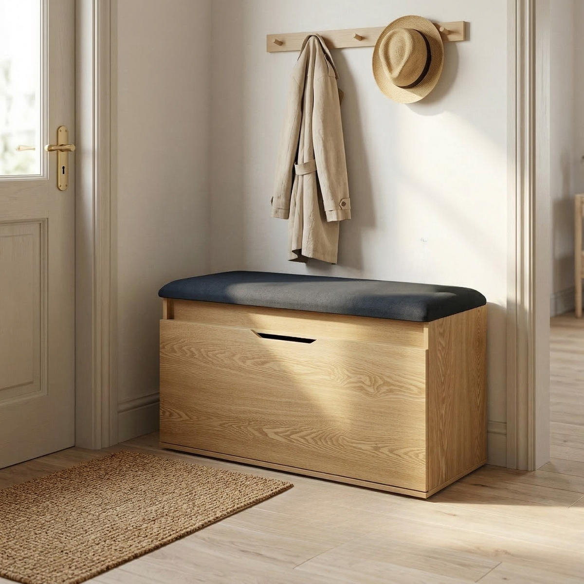 SCHUHSCHRANK Soto 80/50/35 cm Sitzbank - Braun, Holzwerkstoff (80/50/35cm) - BOXIMO