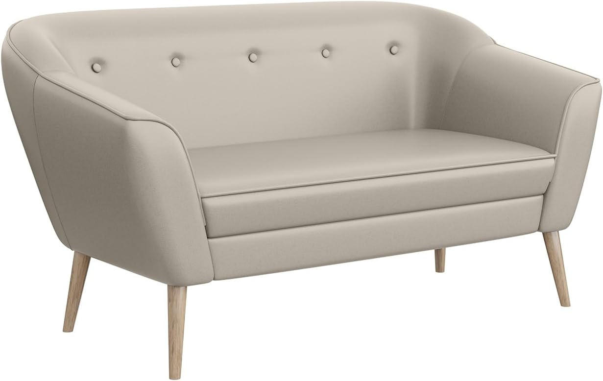 SOFA Doris (2-Sitzer) - Beige/Buchefarben, Holzwerkstoff/Buchenholz (140/75/74cm) - Meblini