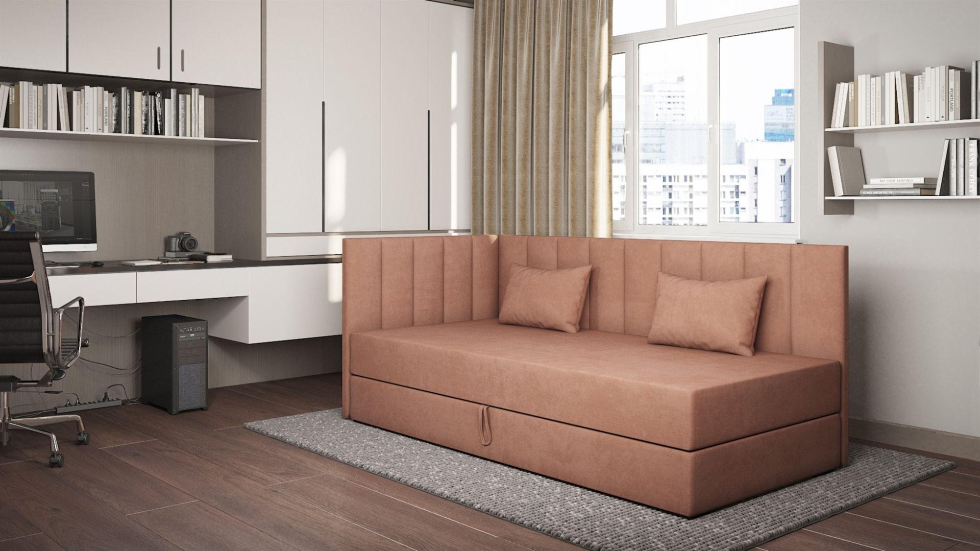 SOFA Thelma In Opera - Hellrosa, Holzwerkstoff/Textil (207/90/97cm) - Fun Möbel
