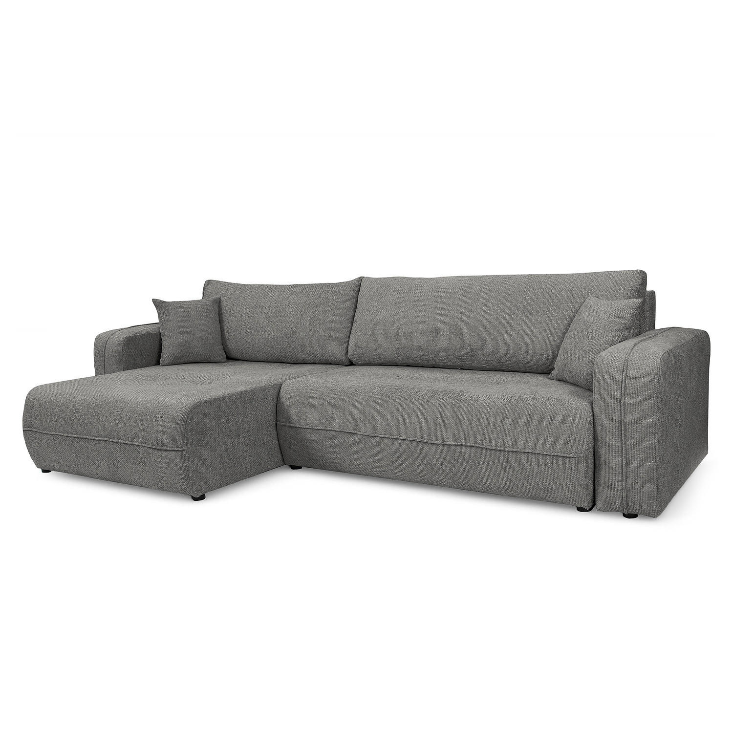 ECKSOFA mit Schlaffunktion - 272 cm - Anthrazit/Schwarz, Kunststoff/Textil (272/145cm) - home24