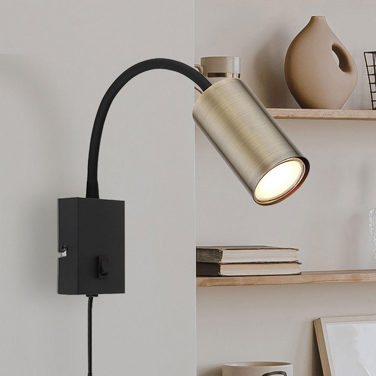 WANDLEUCHTE Metall Schwarz Flexo-Spot - Schwarz, Metall (7/44/32cm) - Globo Lighting