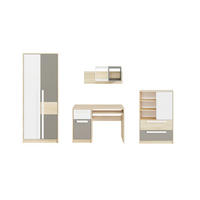 KINDERZIMMER-SET Drop Fjord Buche / weiß / grau 4-teilig - Multicolor/Braun, Holz/Holzwerkstoff (291/199/55cm) - Feldmann-Wohnen