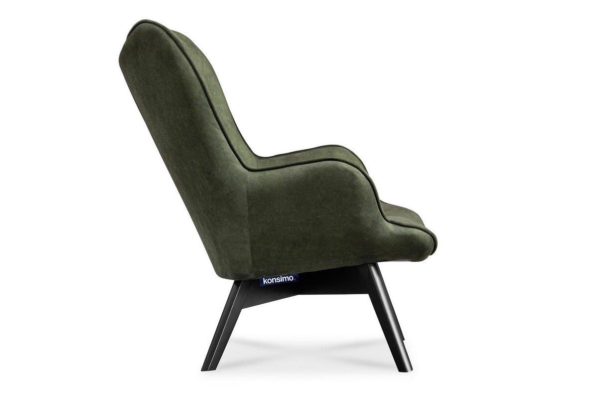 SESSEL GLORI mit Armlehnen, Dunkelgrün - Dunkelgrün/Schwarz, Holz/Textil (78/94/88cm) - KONSIMO®