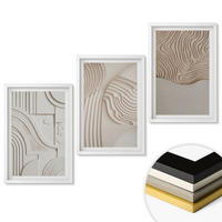 WANDBILDER 3er-Set - 40x60 cm Weißer Rahmen - Abstrakte Muster beige weiß - Weiß, Kunststoff (40/60cm) - ArtPrintCave