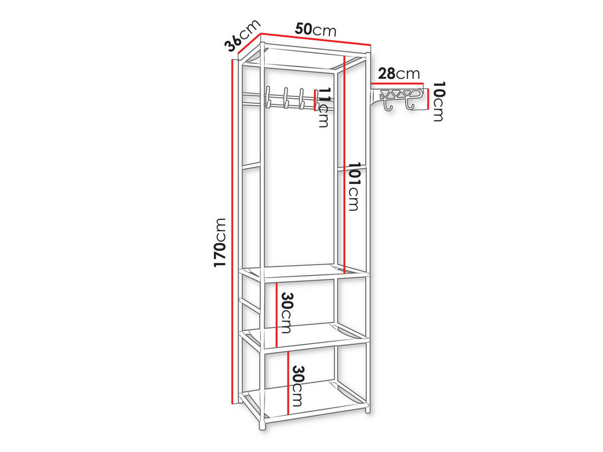 REGAL Danepo - Schwarz, Kunststoff/Textil (50/170/36cm) - MIRJAN24