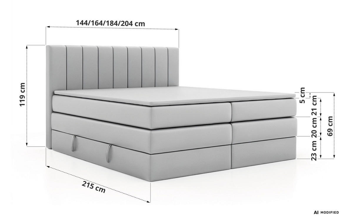 BOXSPRINGBETT ALVER KING 160/200 - Braun Velvet - Topper T25 - H3 - Schwarz/Braun, Kunststoff/Textil (160/200cm) - MKS