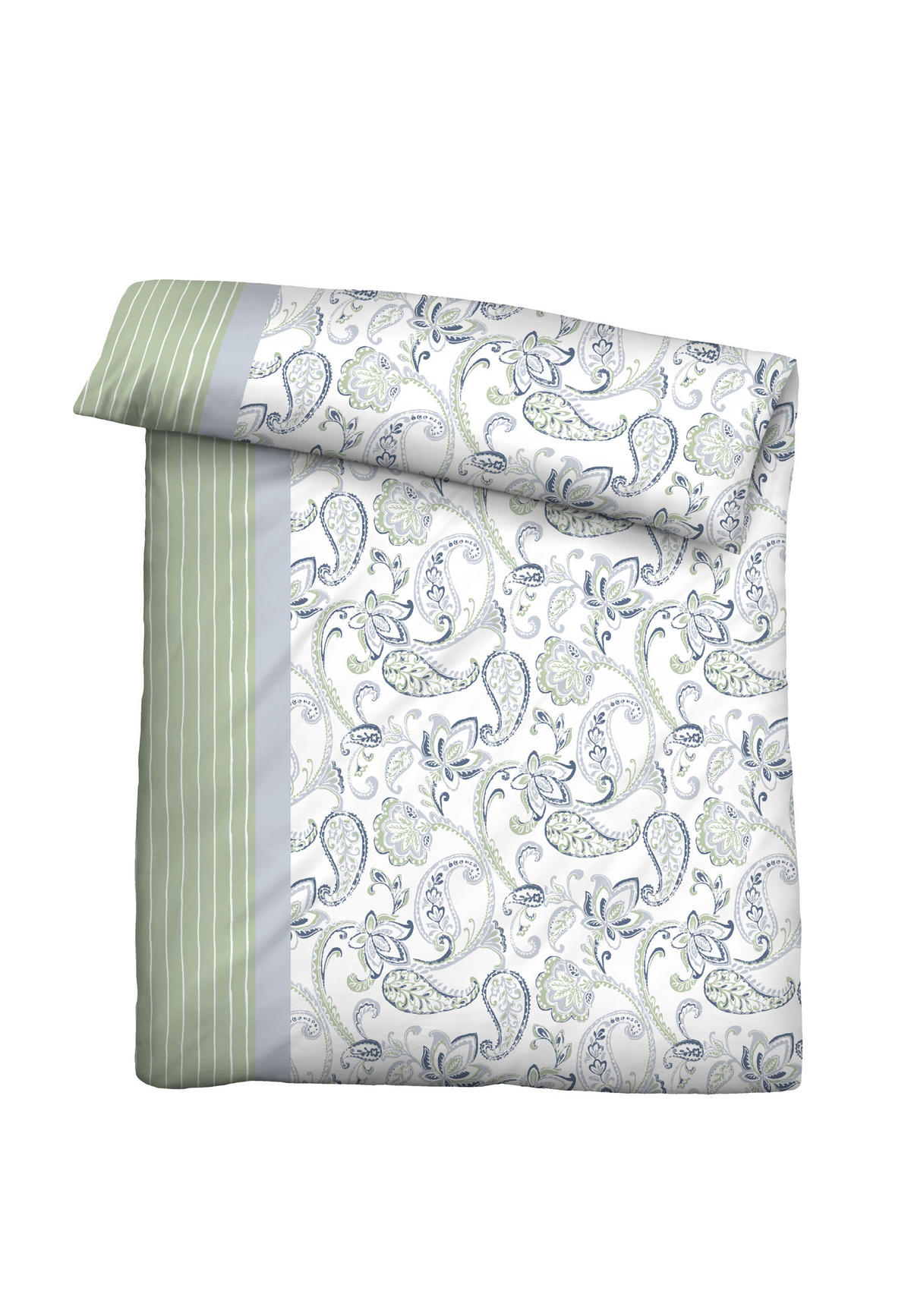 BETTWÄSCHE-GARNITUR Mikrofaser Paisley pistaziengrün, 135x200 cm + 80x80 cm - Hellgrün, Textil (135/200cm) - Castell