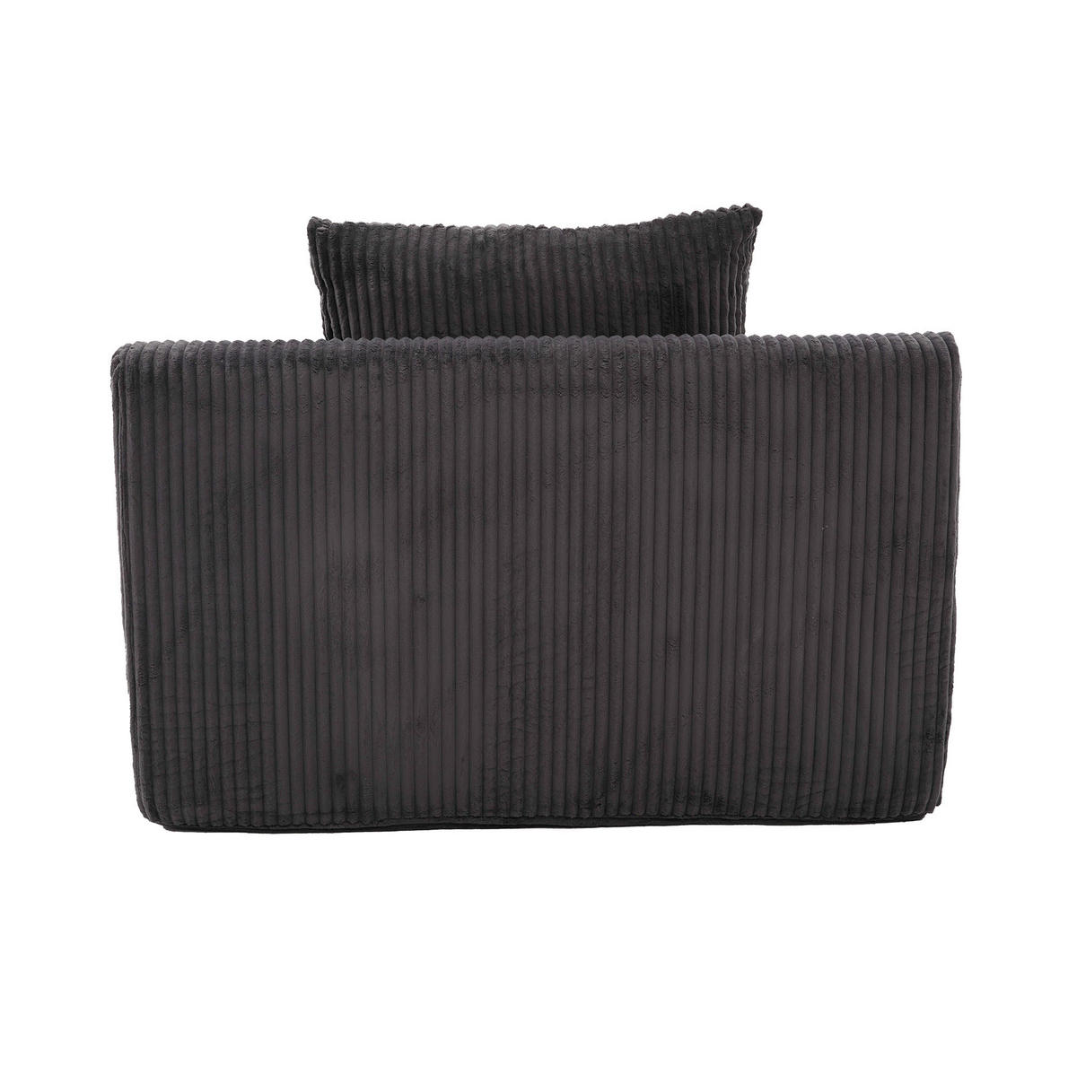 SESSEL aus Kord 147x110x67 cm Dunkelgrau mit Fußhocker, Seitentaschen und montagefreiem Komfort - Dunkelgrau, Textil (110/67/147cm) - Modfu