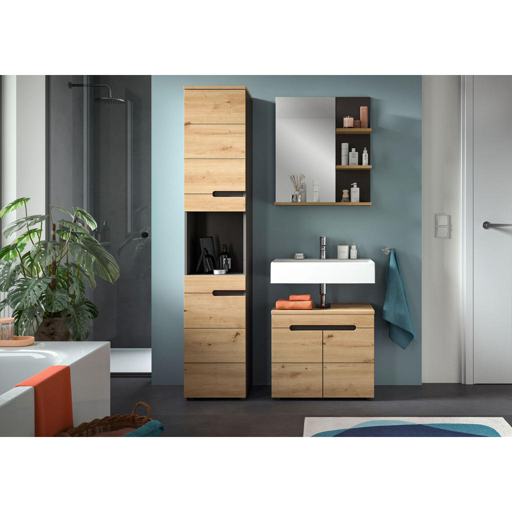 Thumbnail - Badkombination, Eiche Artisan, Holzwerkstoff, Recyclingholz, 133x193x34 cm, Badezimmer, Badmöbelsets & Badmöbelserien, B...