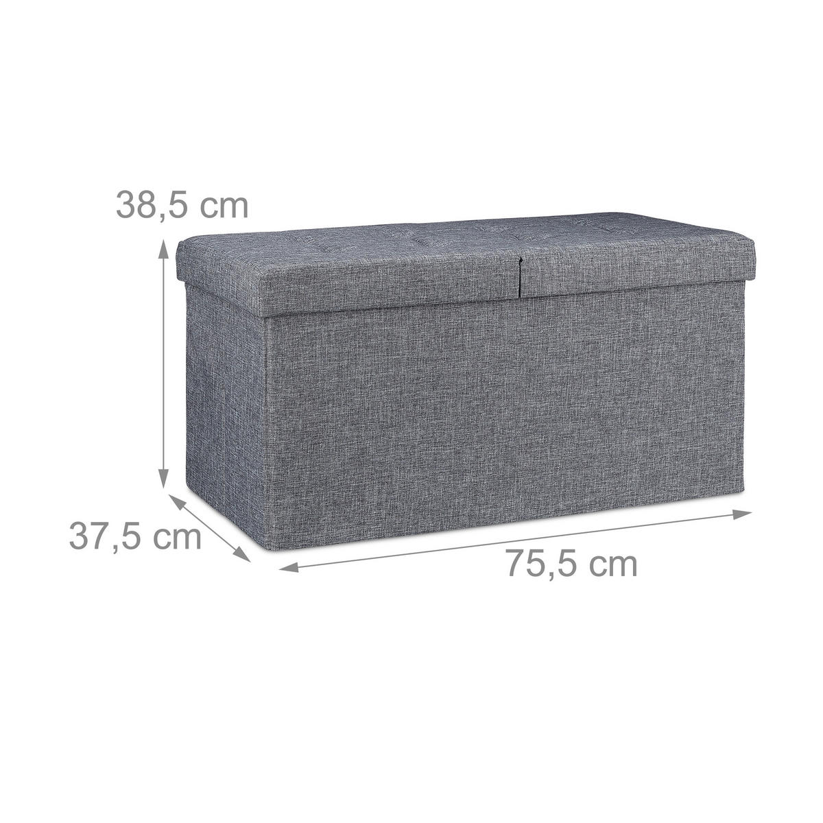 SITZBANK - Grau, Holzwerkstoff/Textil (75.5/38.5/37.5cm) - Relaxdays