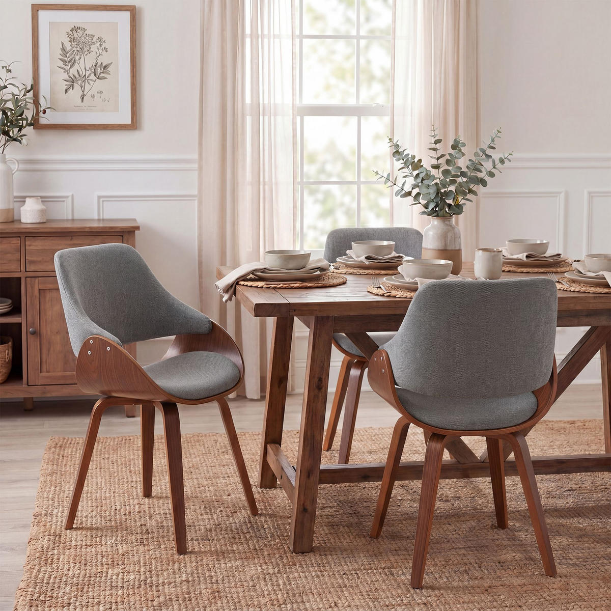 ESSZIMMERSTUHL Stoff Walnuss/Dunkelgrau - Dunkelgrau/Walnussfarben, Holz/Textil (52/86/54cm) - CLP