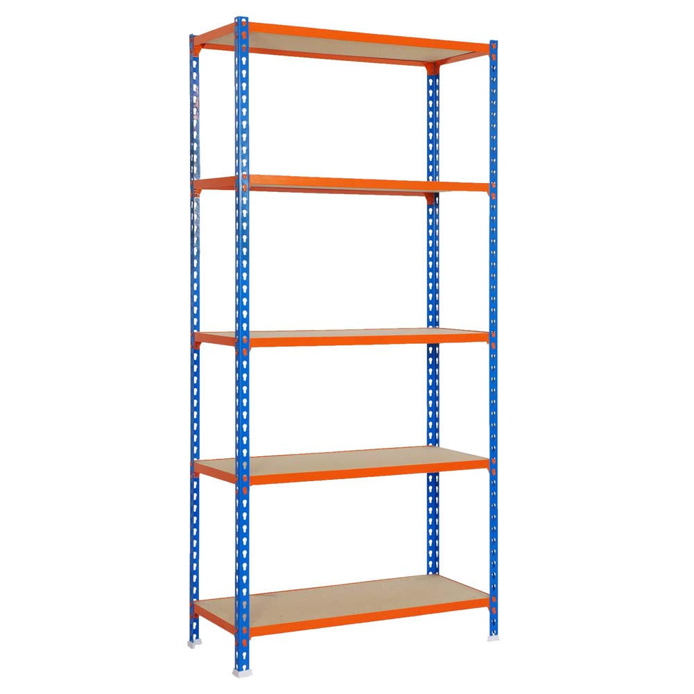 SCHWERLASTREGAL Big Muli HxBxT 200 x 110 x 40 cm 5 Fachböden Fachlast 200 kg Blau-Orange - Gelb, Metall (110/200/40cm) - PROREGAL