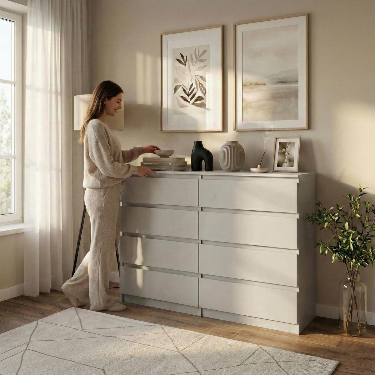 KOMMODE Lemon mit 8 Schubladen, 120 cm, Kaschmir - Kaschmir, Holzwerkstoff (120/101/39cm) - Beautysofa