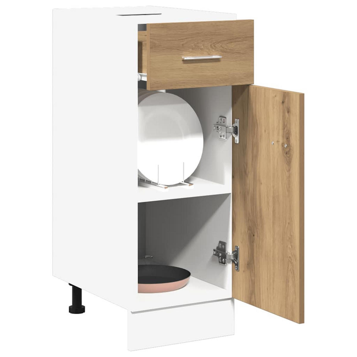 KÜCHENUNTERSCHRANK Lyon mit 1 Tür, 1 Schublade 30/46/81,5 cm aus Holzwerkstoff Artisan-Eiche Dekor - Schwarz/Eiche Artisan, Holz (30/81.5/46cm) - vidaXL