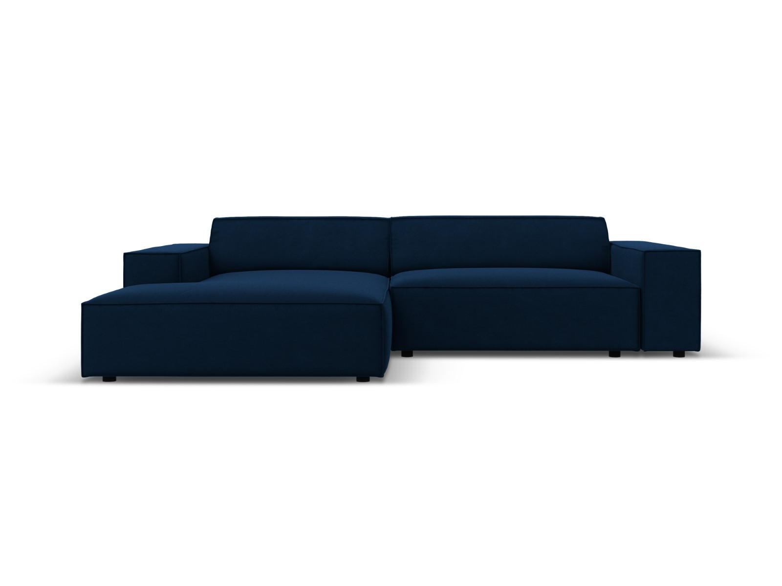 MODULARES-ECKSOFA links Jodie aus Samt königsblau 3 Sitzplätze - Blau, Textil (166/224cm) - Micadoni