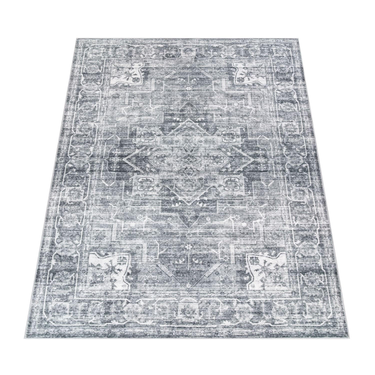 KURZFLORTEPPICH Waschbar, im Vintage-Stil, Grau, 120 x 160 cm - Grau, Textil (160/120cm) - KADIMA DESIGN