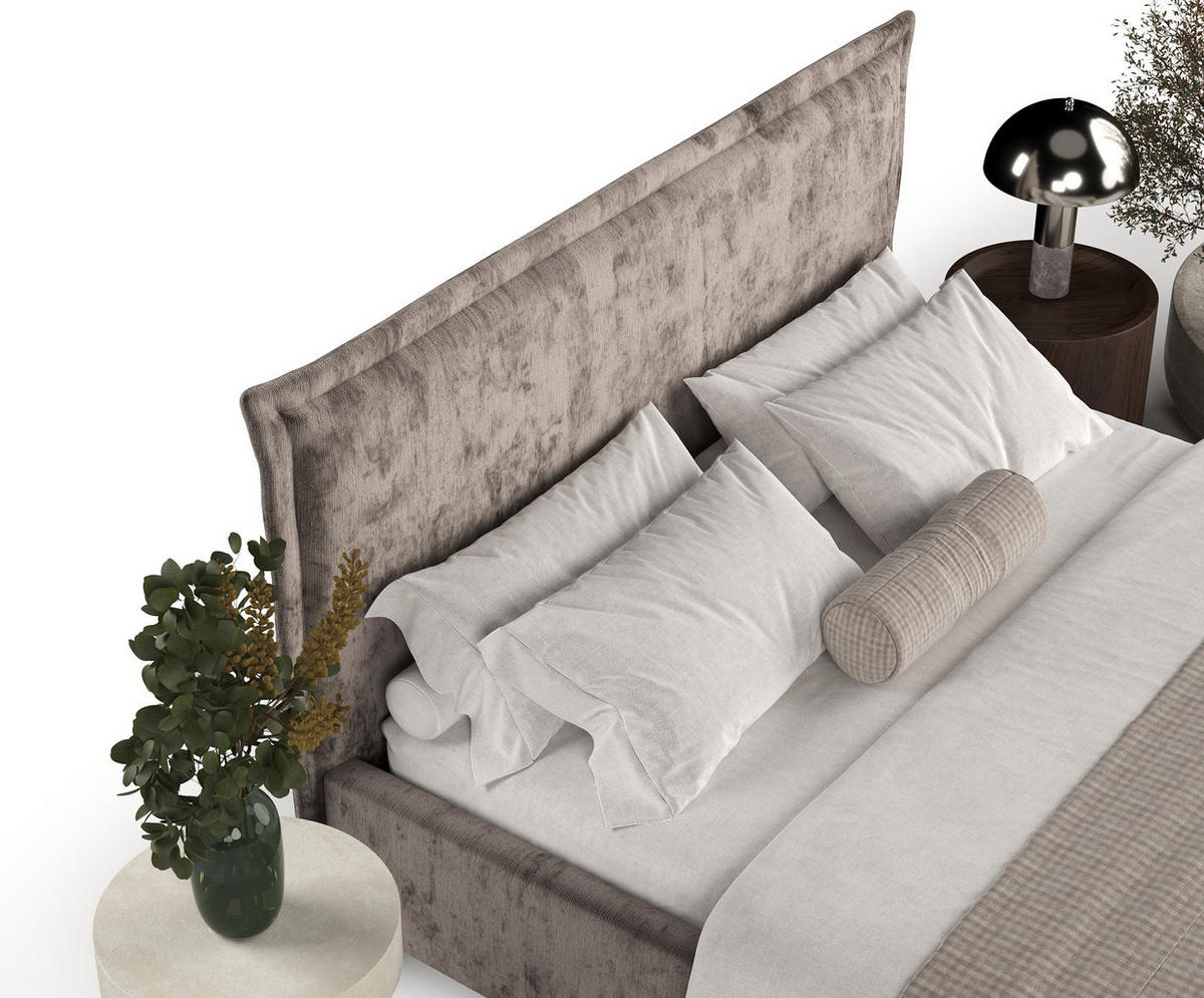 POLSTERBETT Cape Cod Braun 160/200 cm im Chenille-Stoff - Schwarz/Naturfarben, Holz/Holzwerkstoff (160/200cm) - Maison de Reve