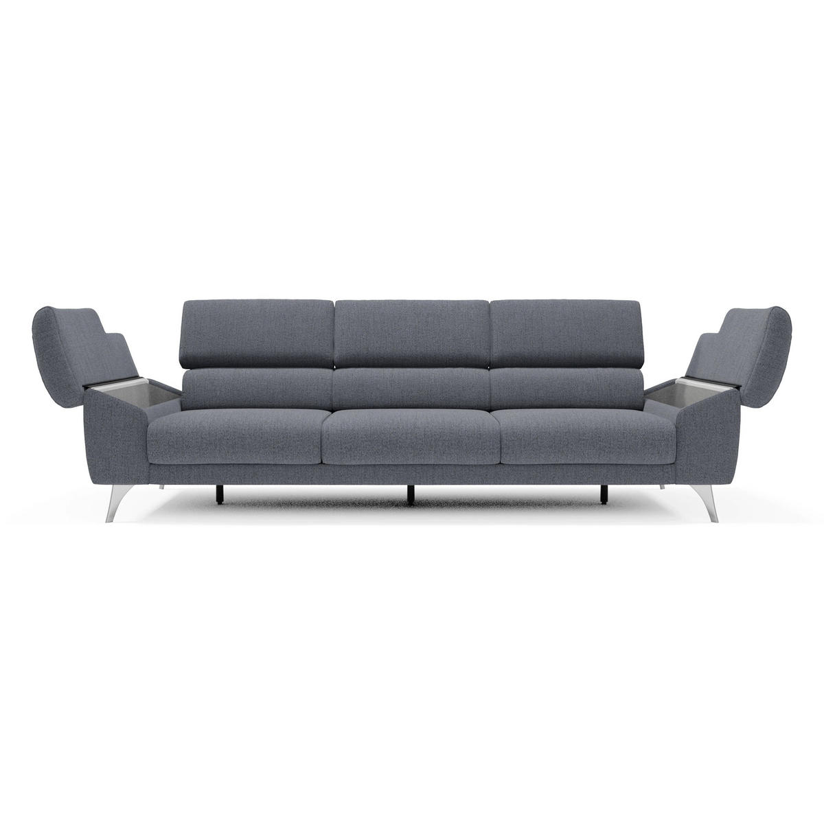 LINEARSOFA Donatello - Graphitfarben, Metall (265/76/102cm) - Divani.store