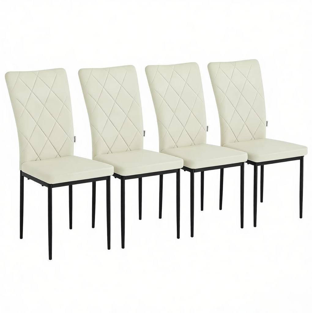ESSSTUHL 4er-Set mit Samtbezug 42 x 94,5 x 59 cm Creme - Weiß, Metall (42.5/94.5/40cm) - Meubliv