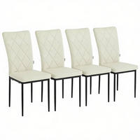 ESSSTUHL 4er-Set mit Samtbezug 42 x 94,5 x 59 cm Creme - Weiß, Metall (42.5/94.5/40cm) - Meubliv