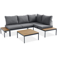 GARTENSET Livorno, modulare Bauweise , mit Ecksofa und Kaffeetisch, Metallrahmen, Dunkelgrau - Dunkelgrau, Metall - Beautysofa
